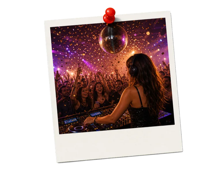 Birthday party DJ with disco ball